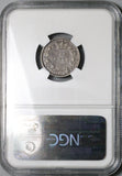 1887 NGC AU 55 Victoria 6 Pence Young Head Great Britain Sterling Silver Coin (24092802C)