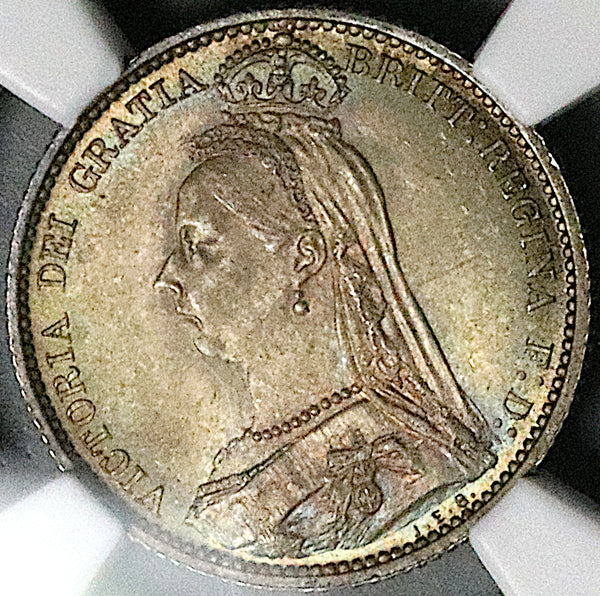 1887 NGC MS 65 Victoria 6 Pence Shield Great Britain Sterling Silver Coin (25111702C)