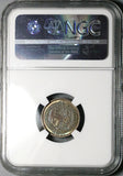 1887 NGC MS 65 Victoria 6 Pence Shield Great Britain Sterling Silver Coin (25111702C)