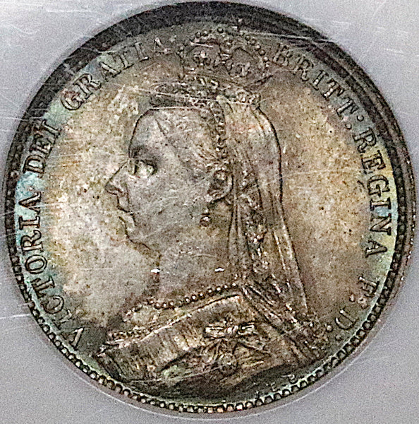 1887 NGC MS 66 Victoria 6 Pence Wreath Great Britain Sterling Silver Coin POP 4/1 (25062801C)