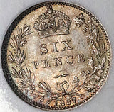 1887 NGC MS 66 Victoria 6 Pence Wreath Great Britain Sterling Silver Coin POP 4/1 (25062801C)