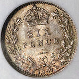 1887 NGC MS 66 Victoria 6 Pence Wreath Great Britain Sterling Silver Coin POP 4/1 (25062801C)