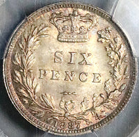 1887 PCGS MS 65 Victoria 6 Pence Young Head Great Britain Sterling Silver Coin (25092705C)