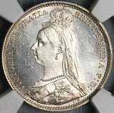 1889 NGC MS 64 Victoria 6 Pence Great Britain Jubilee Head Sterling Silver Coin (23082601C)