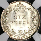 1889 NGC MS 64 Victoria 6 Pence Great Britain Jubilee Head Sterling Silver Coin (23082601C)