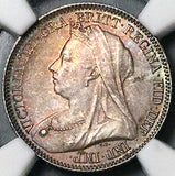 1893 NGC MS 65 Victoria 6 Pence Great Britain Veiled Head Sterling Silver Coin (25121403C)