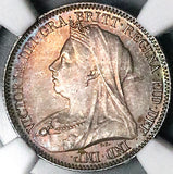 1893 NGC MS 65 Victoria 6 Pence Great Britain Veiled Head Sterling Silver Coin (25121403C)