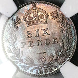 1893 NGC MS 65 Victoria 6 Pence Great Britain Veiled Head Sterling Silver Coin (25121403C)