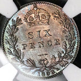 1893 NGC MS 65 Victoria 6 Pence Great Britain Veiled Head Sterling Silver Coin (25121403C)