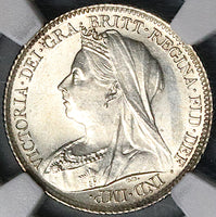 1899 NGC MS 64 Victoria 6 Pence Great Britain Sterling Silver Coin (24022901C)