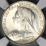 1899 NGC MS 64 Victoria 6 Pence Great Britain Sterling Silver Coin (24022901C)
