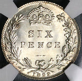 1899 NGC MS 64 Victoria 6 Pence Great Britain Sterling Silver Coin (24022901C)