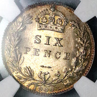1900 NGC MS 65 Victoria 6 Pence Great Britain Sterling Silver Coin (25022202C)