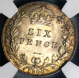 1900 NGC MS 65 Victoria 6 Pence Great Britain Sterling Silver Coin (25022202C)