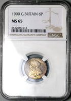 1900 NGC MS 65 Victoria 6 Pence Great Britain Sterling Silver Coin (25022202C)