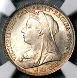 1901 NGC MS 65 Victoria 6 Pence Great Britain Gem Sterling Silver Coin (25112205C)