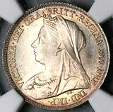 1901 NGC MS 65 Victoria 6 Pence Great Britain Gem Sterling Silver Coin (25112205C)