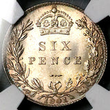 1901 NGC MS 65 Victoria 6 Pence Great Britain Gem Sterling Silver Coin (25112205C)