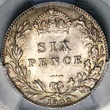 1902 PCGS MS 64 Edward VII 6 Pence Great Britain Sterling Silver Coin (25092706C)