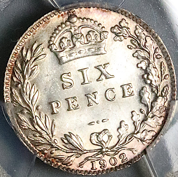 1902 PCGS MS 64 Edward VII 6 Pence Great Britain Sterling Silver Coin (25051402C)