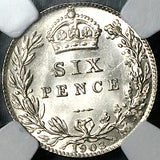 1903 NGC MS 63 Edward VII 6 Pence Great Britain Sterling Silver Coin (25020904C)