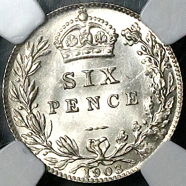 1903 NGC MS 63 Edward VII 6 Pence Great Britain Sterling Silver Coin (25020904C)