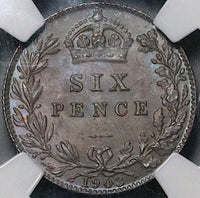 1903 NGC MS 64 Edward VII 6 Pence Great Britain Pedigree Silver Coin (23091404D)