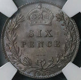 1903 NGC MS 64 Edward VII 6 Pence Great Britain Pedigree Silver Coin (23091404D)