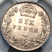 1906 PCGS MS 63 Edward VII 6 Pence Great Britain Gem Silver Coin (24081801C)