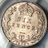 1906 PCGS MS 63 Edward VII 6 Pence Great Britain Gem Silver Coin (24081801C)