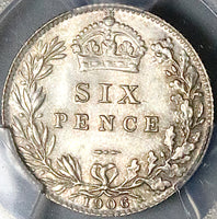 1906 PCGS MS 65 Edward VII 6 Pence Great Britain Gem Sterling Silver Coin (24042401C)