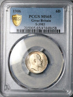 1906 PCGS MS 65 Edward VII 6 Pence Great Britain Gem Sterling Silver Coin (24042401C)