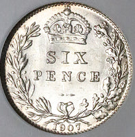 1907 NGC MS 63 Edward VII 6 Pence Great Britain Sterling Silver Coin (25030901C)
