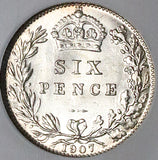 1907 NGC MS 63 Edward VII 6 Pence Great Britain Sterling Silver Coin (25030901C)