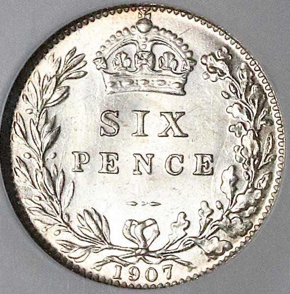 1907 NGC MS 63 Edward VII 6 Pence Great Britain Sterling Silver Coin (25030901C)