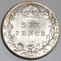 1907 NGC MS 63 Edward VII 6 Pence Great Britain Sterling Silver Coin (25030901C)