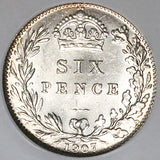 1907 NGC MS 63 Edward VII 6 Pence Great Britain Sterling Silver Coin (25030901C)