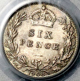 1908 PCGS MS 64 Edward VII 6 Pence Great Britain Key Date Sterling Silver Coin (26042502C)