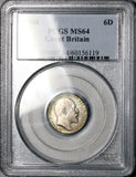 1908 PCGS MS 64 Edward VII 6 Pence Great Britain Key Date Sterling Silver Coin (26042502C)