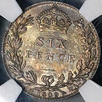 1909 NGC MS 63 Edward VII 6 Pence Great Britain Pedigree Silver Coin (23091405D)