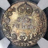 1909 NGC MS 63 Edward VII 6 Pence Great Britain Pedigree Silver Coin (23091405D)