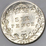 1910 NGC AU 58 Edward VII 6 Pence Great Britain Vintage Holder Sterling Silver Coin (25020401C)