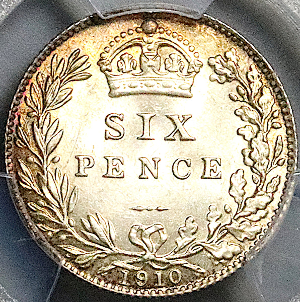 1910 PCGS MS 65 Edward VII 6 Pence Gem Sterling Silver Coin (25081601C)