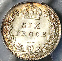 1910 PCGS MS 65 Edward VII 6 Pence Gem Sterling Silver Coin (25081601C)