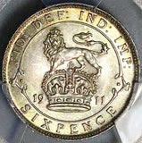 1911 PCGS MS 65 George V 6 Pence 6P Great Britain Gem Sterling Silver Coin (26021601C)