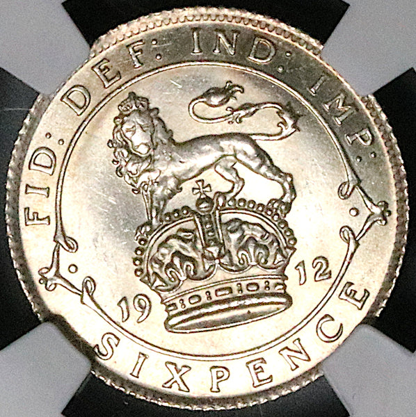 1912 NGC MS 65 George V 6 Pence Great Britain Sterling Silver Coin (23082903C)
