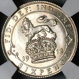 1912 NGC MS 65 George V 6 Pence Great Britain Sterling Silver Coin (23082903C)