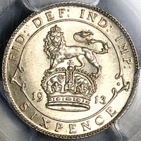 1913 PCGS MS 64 George V 6 Pence Great Britain Sterling Silver Coin (24092801C)