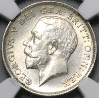 1913 NGC UNC George V 6 Pence Great Britain Sterling Silver Coin (24010802C)