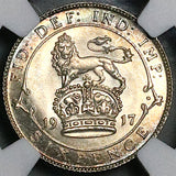 1917 NGC MS 66 George V 6 Pence Great Britain Gem Key Date Silver Coin (26051607C)